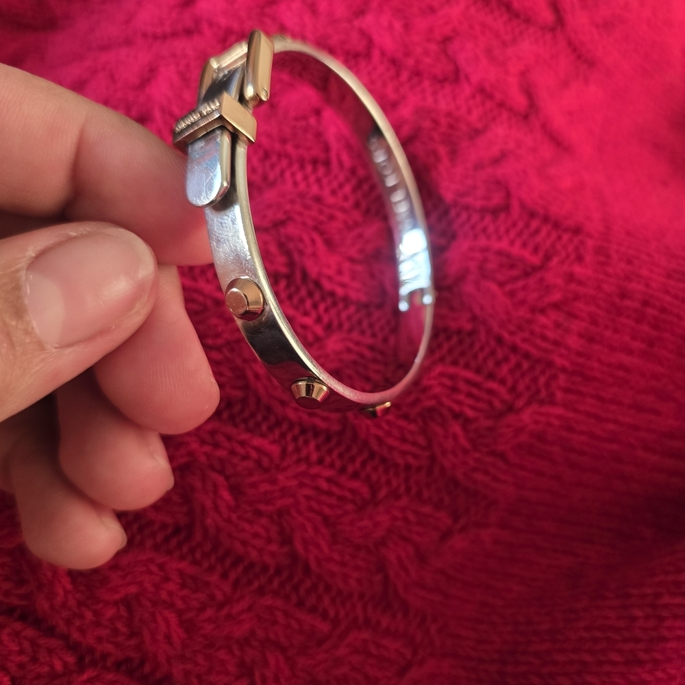 Michael Kors Two-Tone Stud Accent Bangle - Silver & Gold - Picture 9 of 9